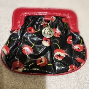 NWOT Vera bradley Black and Red Floral Poppy Change purse